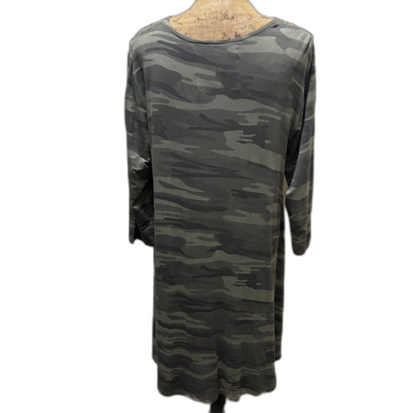 Karyn Seo Embroidered Green Camo Tunic Dress Boho Grunge Festival Size XL - Picture 3 of 5